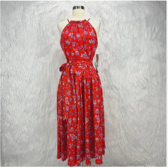 Eliza J Red Floral Midi Dress - Picture 3 of 16